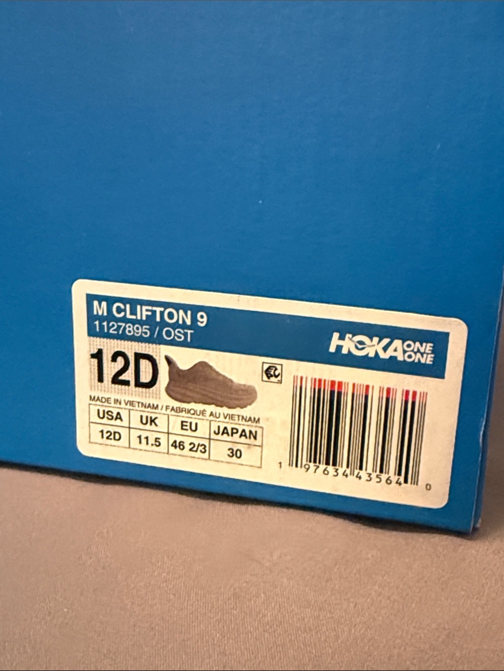 Hoka Clifton 9 Off-White/Cream Mens Running Shoe - Picture 6 of 7